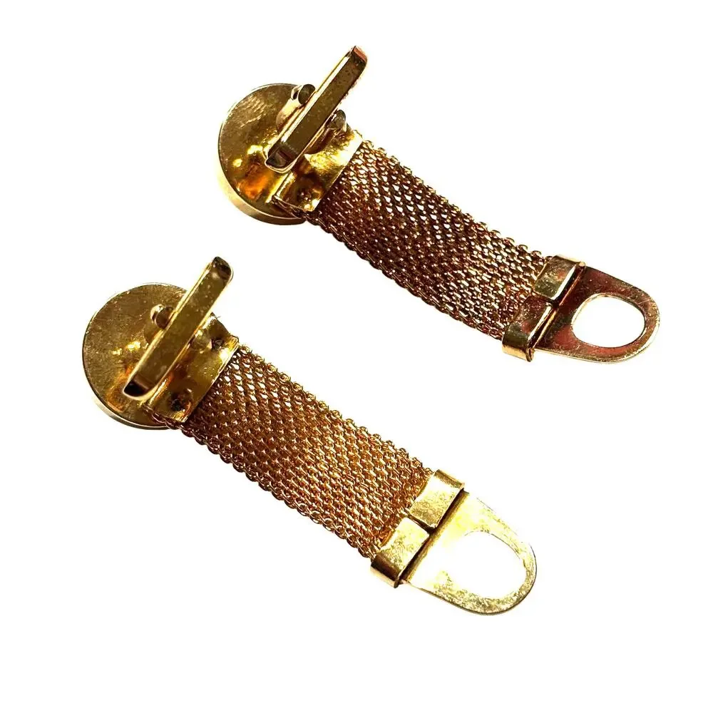 Gold wrap Cufflinks Rivoli style watermelon green & pink stones vintage 1970s